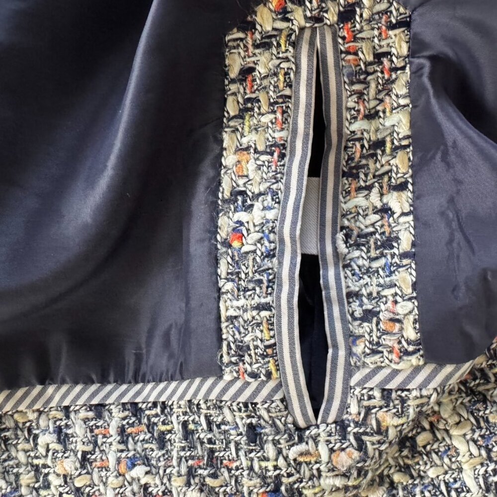 J. Crew Tweed Jacket Womens Fringe Zip Up Blazer Classic Career Suit - Size 6 - Picture 12 of 13